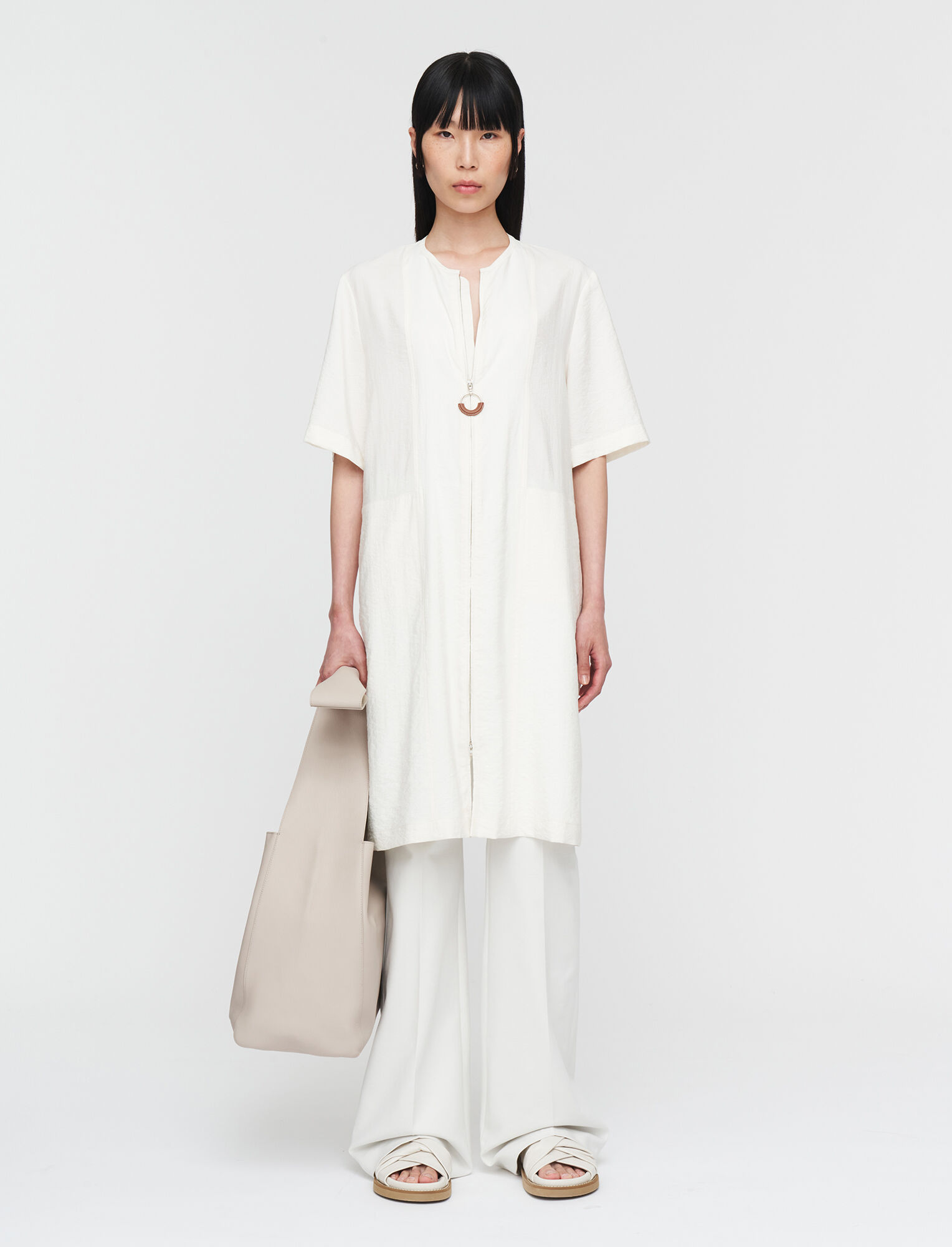 Joseph, Textured Twill Cleaver Dress, in Ivory